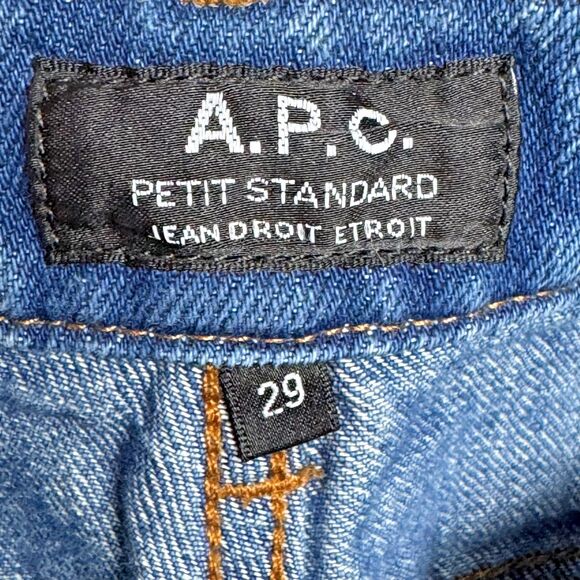APC Petit Standard Mens Jeans 29 Slim Straight Button Fly Blue Denim - Picture 5 of 13